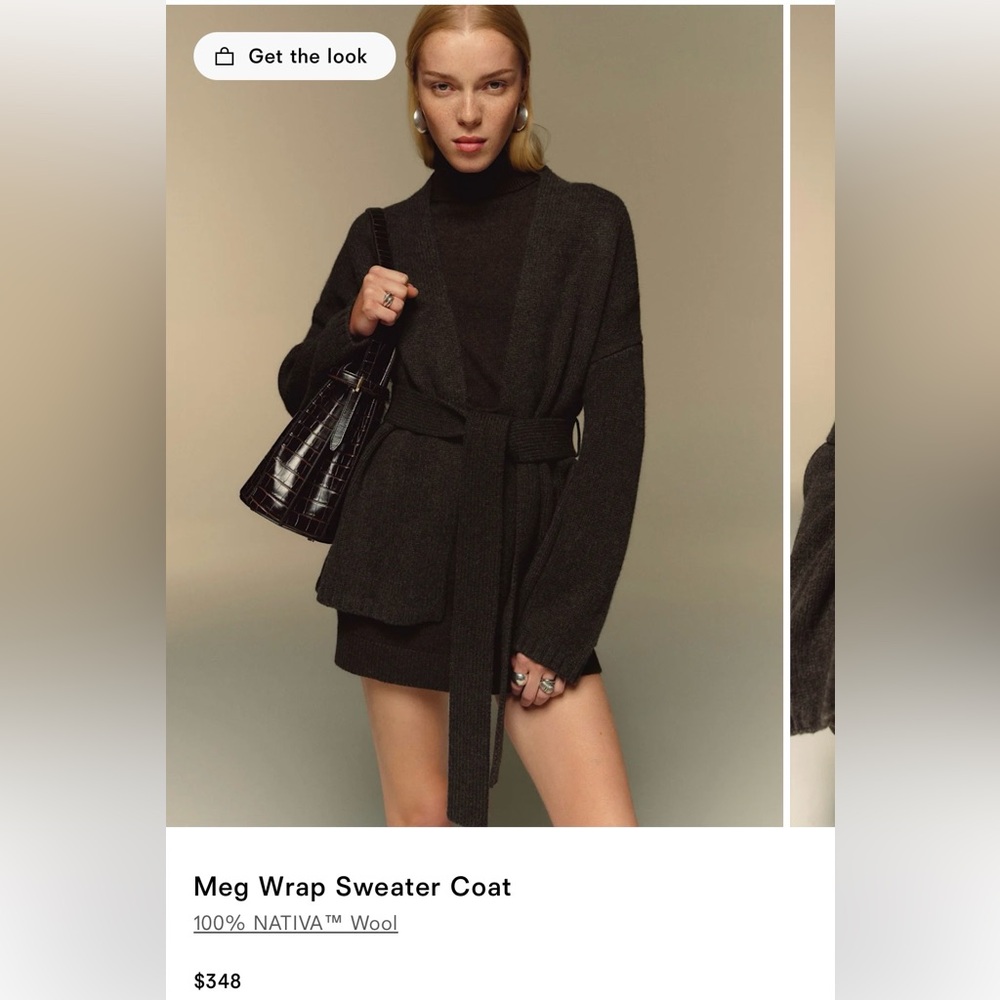 SOLD Reformation Meg Wrap Sweater Coat Espresso Size S NWT